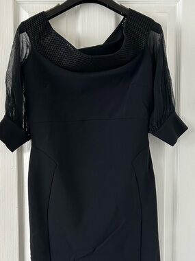 Chiara Boni La Petite Robe Black knee length Sheath Dress with Mesh Sleeves